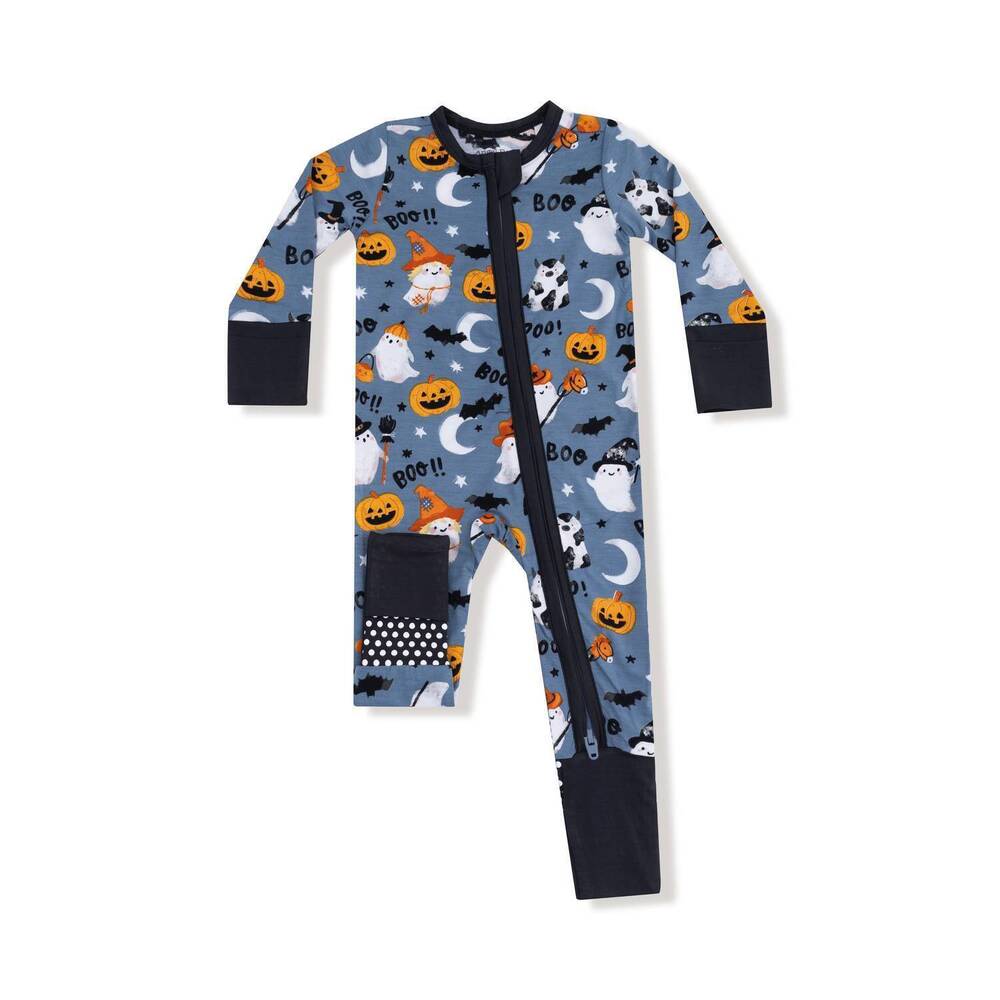 NEW ANGEL DEAR boys two way zipper romper in glow in the dark costumed ghosts